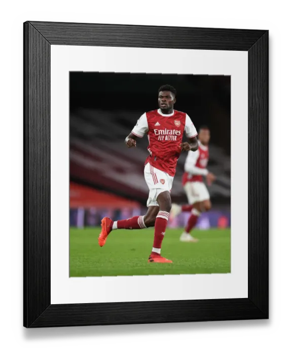 Framed Print : Thomas Partey in Action: Arsenal vs Leicester City (Behind Closed Doors) - 2020-21 Premier League