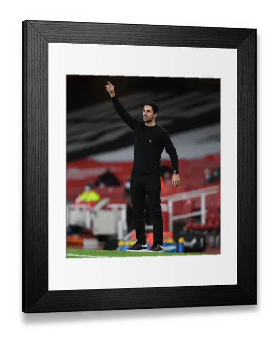 Framed Print : Empty Emirates: Arteta's Premier League Showdown with Leicester City (Arsenal vs Leicester City, 2020-21)