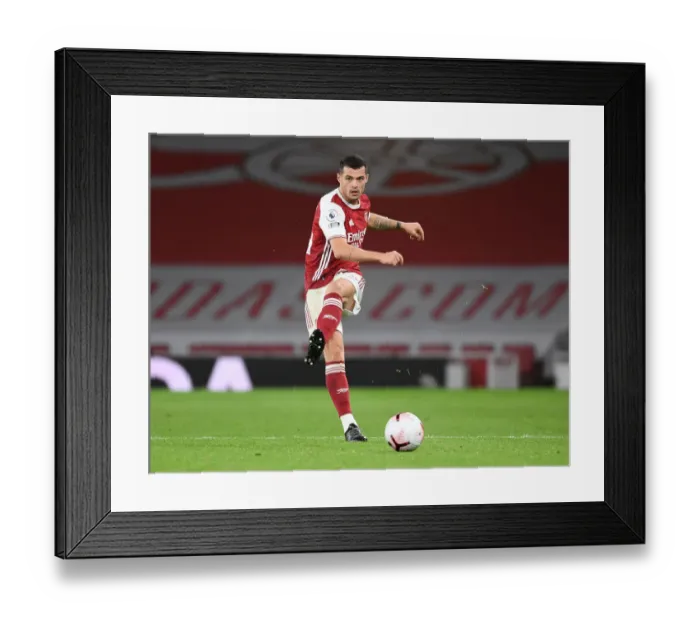 Framed Print : Xhaka in Action: Arsenal vs. Leicester City, 2020-21 Premier League