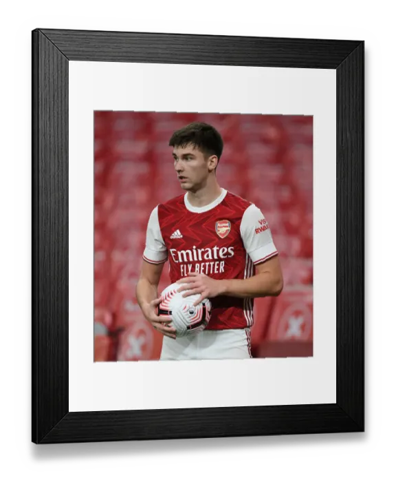 Framed Print : Arsenal's Kieran Tierney in Action against Leicester City during Emirates Stadium Showdown (2020-21) Framed Print : Arsenal's Kieran Tierney in Action against Leicester City during Emirates Stadium Showdown (2020-21)
