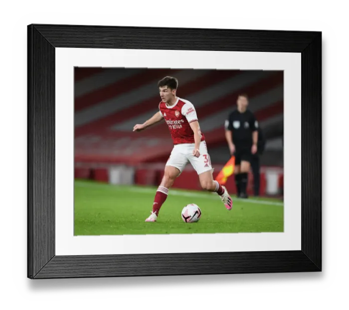 Framed Print : Arsenal vs Leicester City: Kieran Tierney in Action at Empty Emirates Stadium, October 2020 (Premier League)