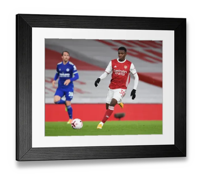 Framed Print : Behind Closed Doors: Eddie Nketiah at Emirates Stadium - Arsenal vs Leicester City, 2020-21 Premier League Framed Print : Behind Closed Doors: Eddie Nketiah at Emirates Stadium - Arsenal vs Leicester City, 2020-21 Premier League