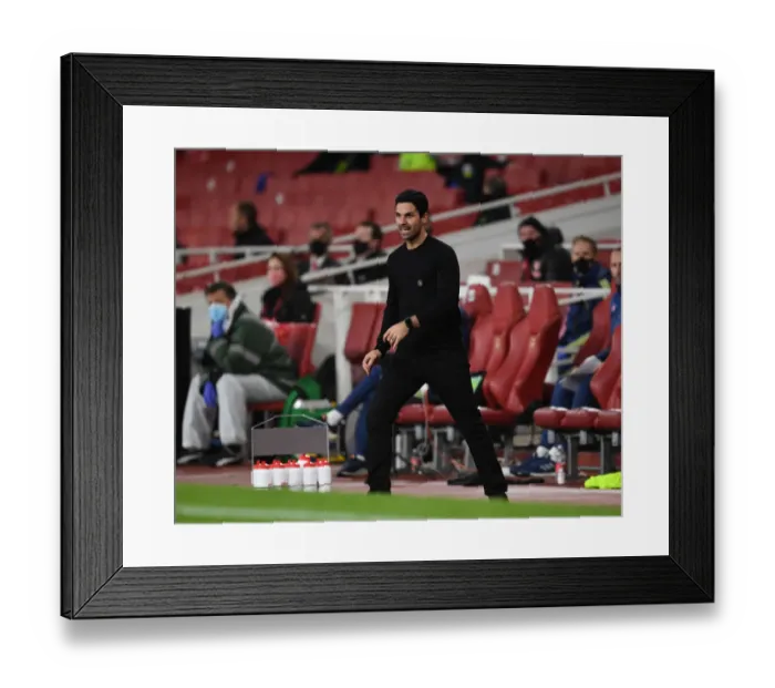 Framed Print : Arsenal vs Leicester City: Mikel Arteta Leads Emirates Stadium in Empty Premier League Clash (2020-21)