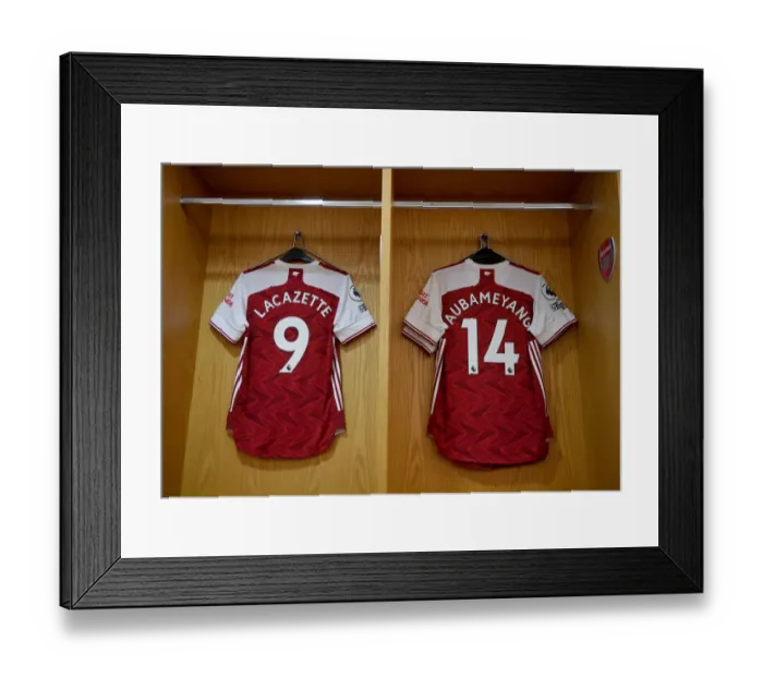 Framed Print : Arsenal's Empty Emirates: Lacazette and Aubameyang Prepare for Leicester Clash Amidst Pandemic Restrictions