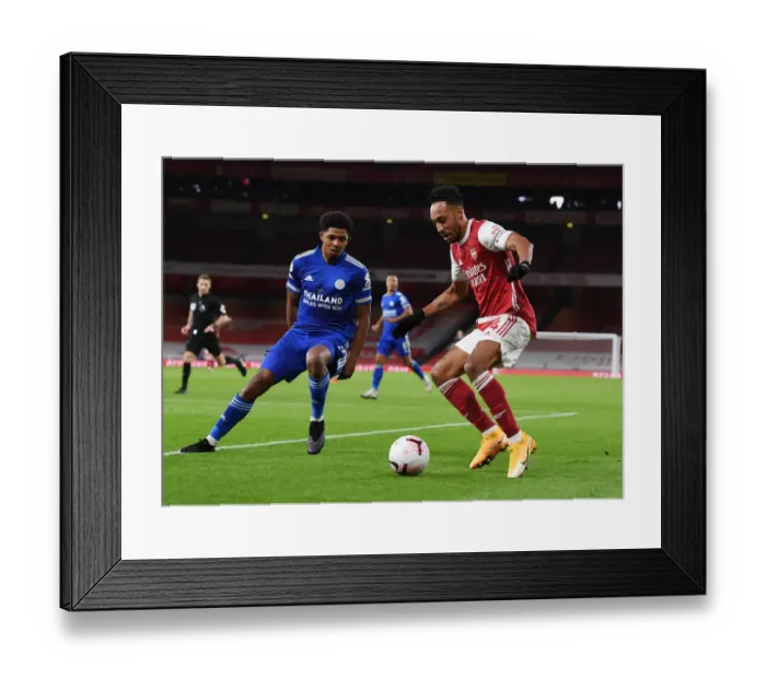 Framed Print : Arsenal vs Leicester City: Aubameyang vs Fofana in Empty Emirates Stadium, Premier League 2020-21 Framed Print : Arsenal vs Leicester City: Aubameyang vs Fofana in Empty Emirates Stadium, Premier League 2020-21