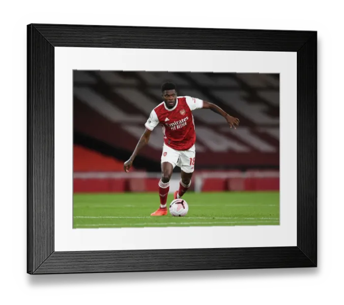 Framed Print : Thomas Partey in Action: Arsenal vs Leicester City (Behind Closed Doors) - 2020-21 Premier League