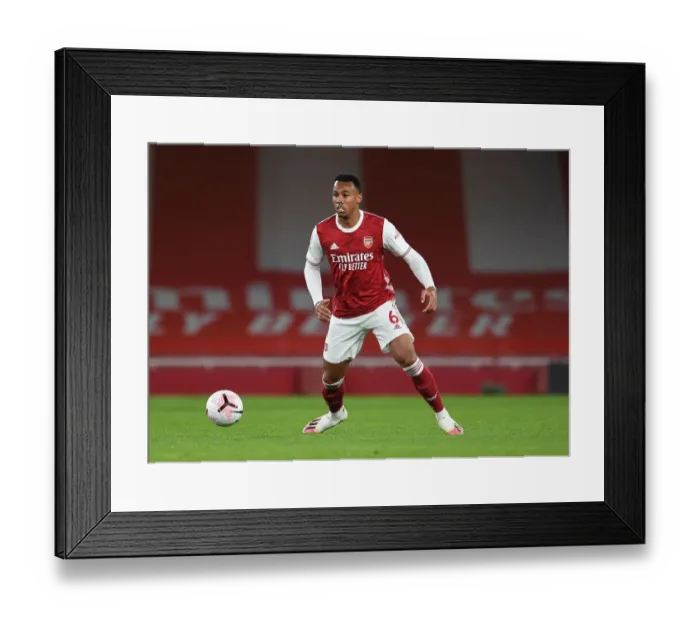 Framed Print : Gabriel Magalhaes in Action: Arsenal vs Leicester City (2020-21) at Emirates Stadium Framed Print : Gabriel Magalhaes in Action: Arsenal vs Leicester City (2020-21) at Emirates Stadium