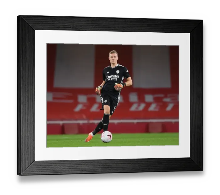 Framed Print : Arsenal vs Leicester City: Bernd Leno in Action at Empty Emirates Stadium (Premier League 2020-21)