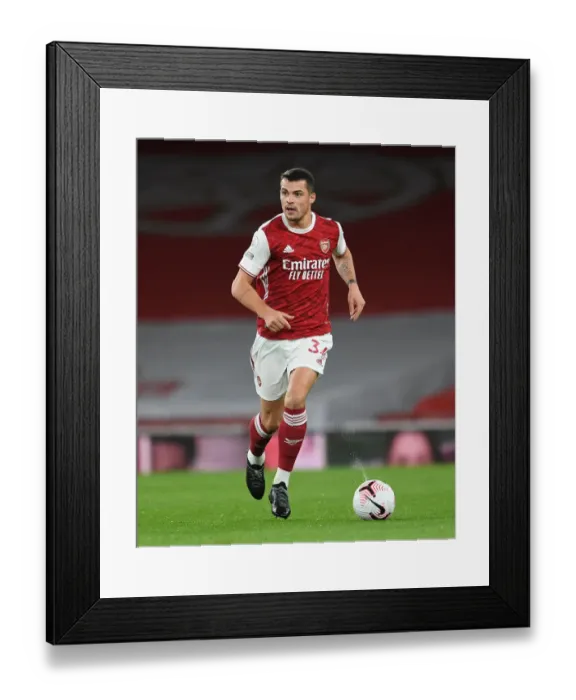 Framed Print : Arsenal's Xhaka in Action: Emirates Stadium Showdown against Leicester City (2020-21) Framed Print : Arsenal's Xhaka in Action: Emirates Stadium Showdown against Leicester City (2020-21)