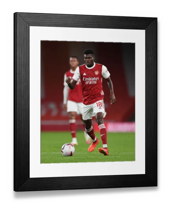 Framed Print : Thomas Partey in Action: Arsenal vs Leicester City, 2020-21 Premier League (Behind Closed Doors)