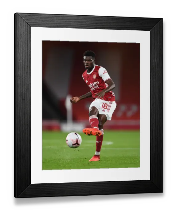 Framed Print : Thomas Partey in Action: Arsenal vs Leicester City (Behind Closed Doors) - 2020-21 Premier League