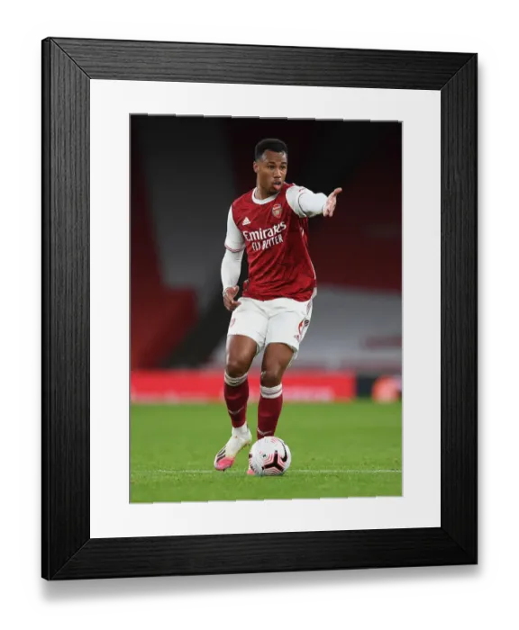 Framed Print : Arsenal vs Leicester City: Gabriel Magalhaes in Action at Empty Emirates Stadium, Premier League 2020-21 Framed Print : Arsenal vs Leicester City: Gabriel Magalhaes in Action at Empty Emirates Stadium, Premier League 2020-21