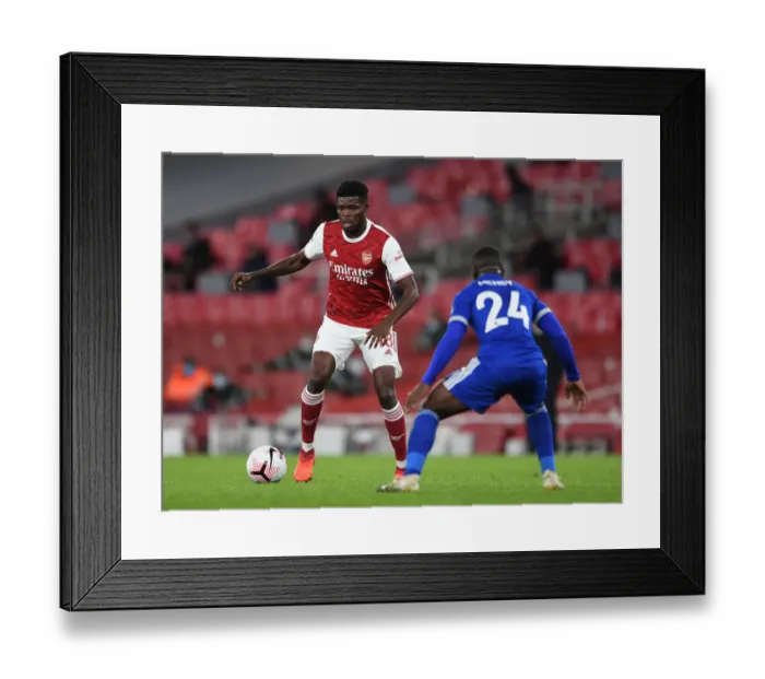 Framed Print : Thomas Partey vs. Nampalys Mendy: A Battle in Empty Emirates - Arsenal v Leicester City, 2020-21 Premier League