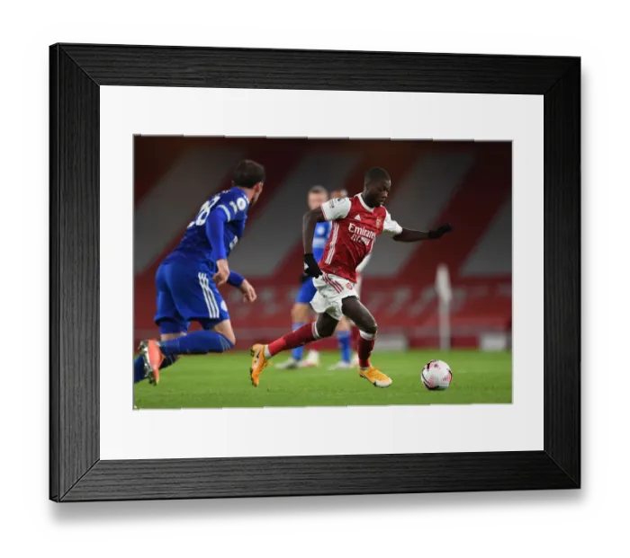 Framed Print : Arsenal vs Leicester City: Pepe Shines in Empty Emirates Stadium, Premier League 2020-21