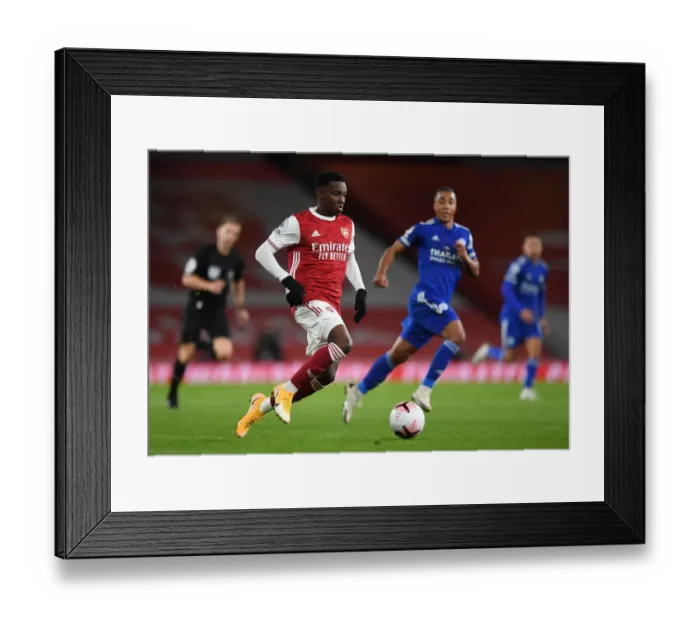 Framed Print : Behind Closed Doors: Eddie Nketiah at Emirates Stadium - Arsenal vs. Leicester City (October 2020, Premier League) Framed Print : Behind Closed Doors: Eddie Nketiah at Emirates Stadium - Arsenal vs. Leicester City (October 2020, Premier League)
