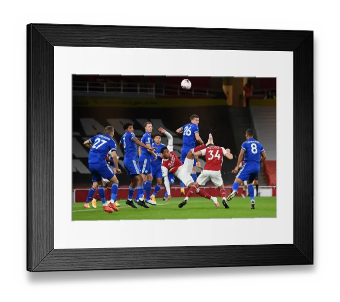 Framed Print : Arsenal vs Leicester: Magalhaes Volleys Amid Empty Emirates Stadium, Premier League 2020-21 Framed Print : Arsenal vs Leicester: Magalhaes Volleys Amid Empty Emirates Stadium, Premier League 2020-21