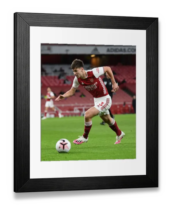 Framed Print : Arsenal's Kieran Tierney in Action at Empty Emirates: Arsenal vs. Leicester City (Premier League, October 2020)