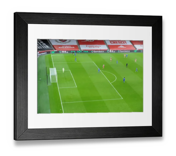 Framed Print : Empty Arsenal vs Leicester City Showdown: Premier League Clash at Ghostly Emirates Stadium (2020-21)