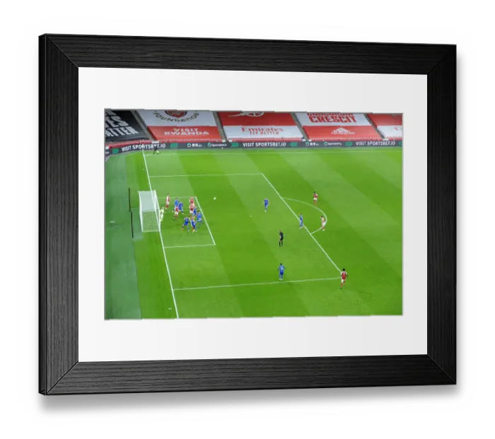 Framed Print : Empty Battle: Arsenal vs Leicester City at the Ghostly Emirates Stadium - 2020-21 Premier League