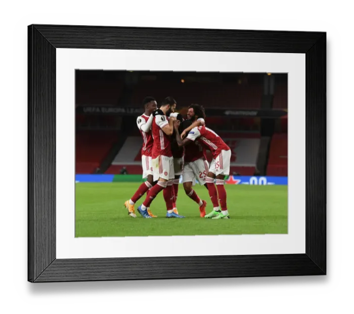 Framed Print : Arsenal's Nicolas Pepe Scores Third Goal in Empty Emirates Stadium Against Dundalk FC, UEFA Europa League 2020-21