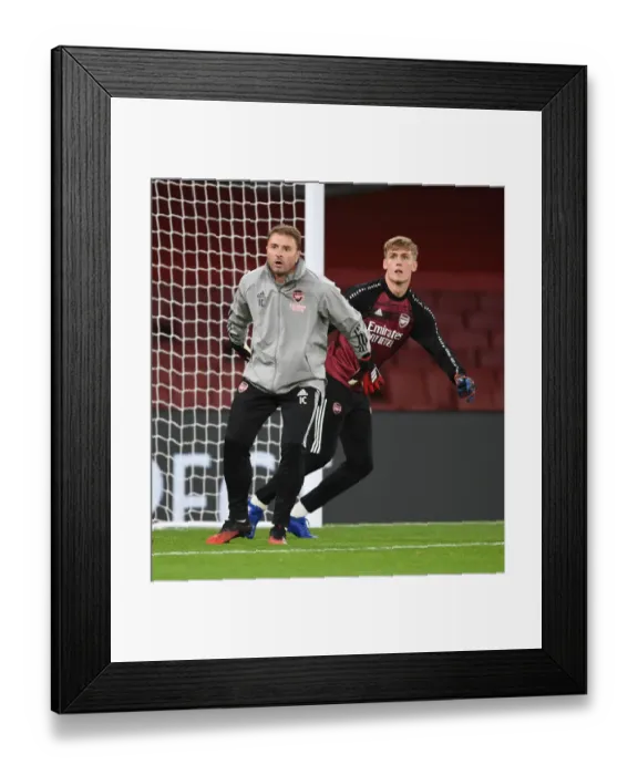 Framed Print : Arsenal FC's Goalkeeping Preparation: Inaki Cana Pavon and Alex Runarsson, Emirates Stadium (Arsenal v Dundalk, UEFA Europa League 2020-21)