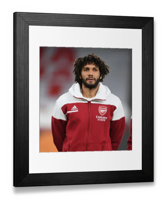 Framed Print : Arsenal's Mo Elneny Prepares for Dundalk Clash in Empty Emirates Stadium - UEFA Europa League 2020-21