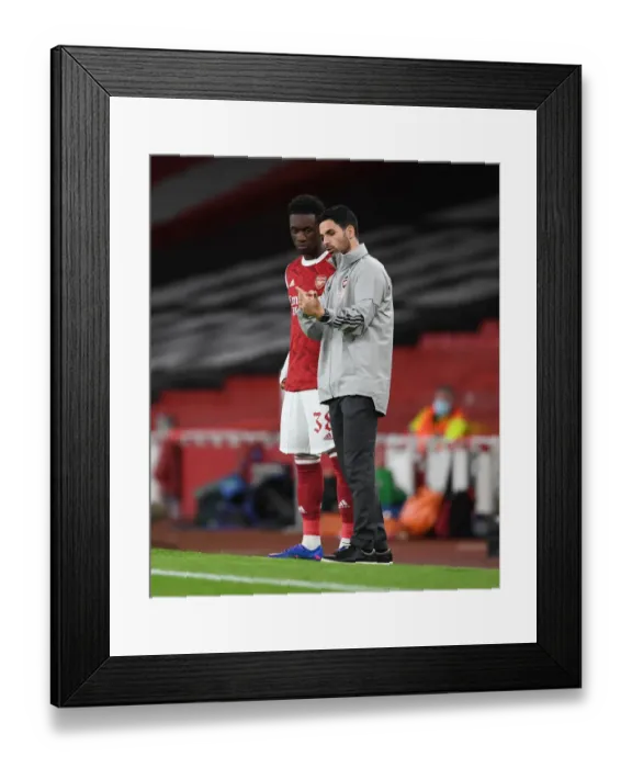 Framed Print : Arsenal's Mikel Arteta Coaches from Emirates Stadium: Arsenal FC vs Dundalk FC, UEFA Europa League 2020-21