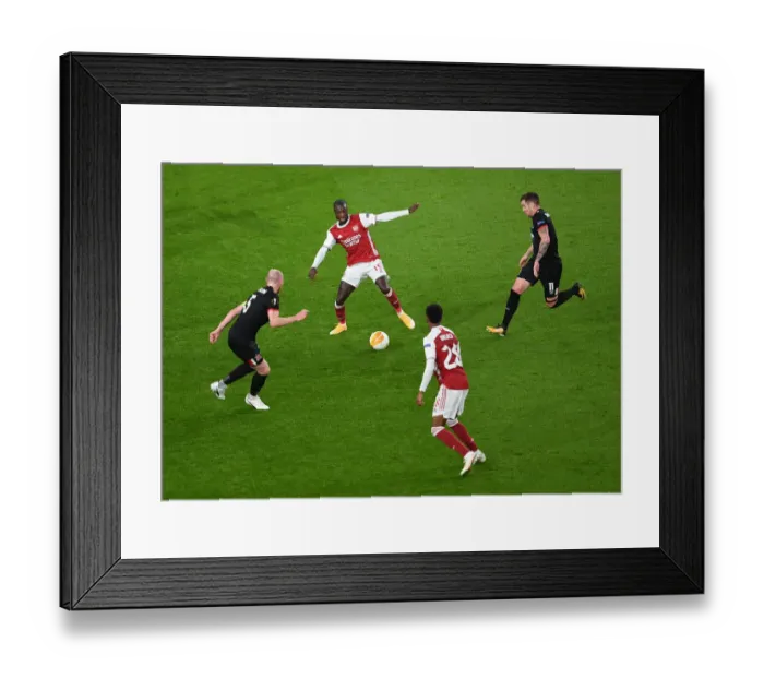 Framed Print : Arsenal's Pepe Scores in Empty Emirates: Arsenal FC vs Dundalk FC, UEFA Europa League 2020-21