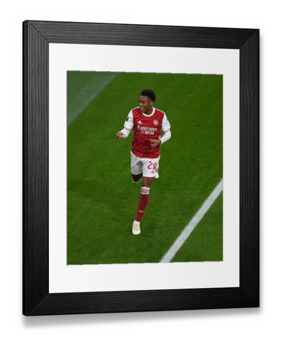 Framed Print : Joe Willock Scores Empty Netter: Arsenal's Second Goal in COVID-19 Emirates Stadium - UEFA Europa League 2020-21