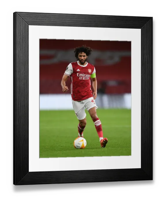 Framed Print : Arsenal's Mohamed Elneny in Europa League Action: Arsenal vs. Dundalk (Behind Closed Doors, 2020-21)