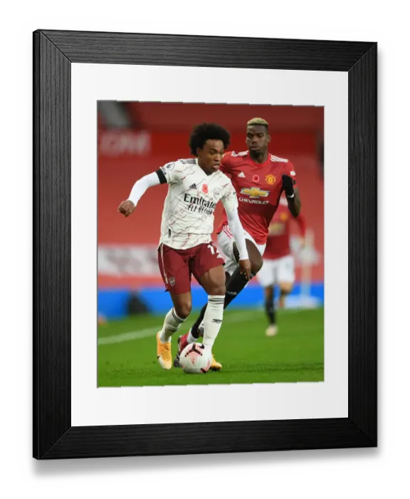 Framed Print : Willian vs. Pogba: A Premier League Showdown at Old Trafford (2020-21)