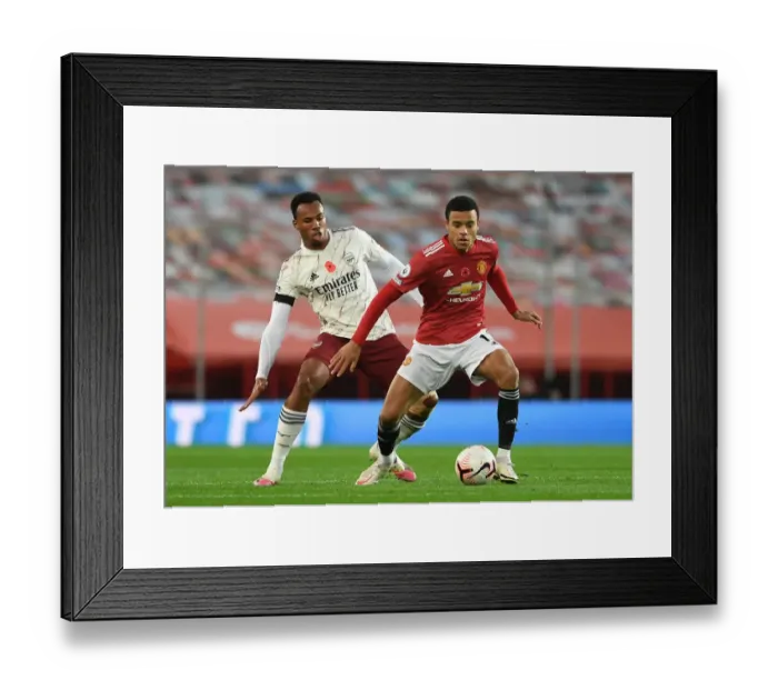 Framed Print : Gabriel Magalhaes vs Mason Greenwood: A Clash of Premier League Titans (Manchester United vs Arsenal, 2020-21) Framed Print : Gabriel Magalhaes vs Mason Greenwood: A Clash of Premier League Titans (Manchester United vs Arsenal, 2020-21)