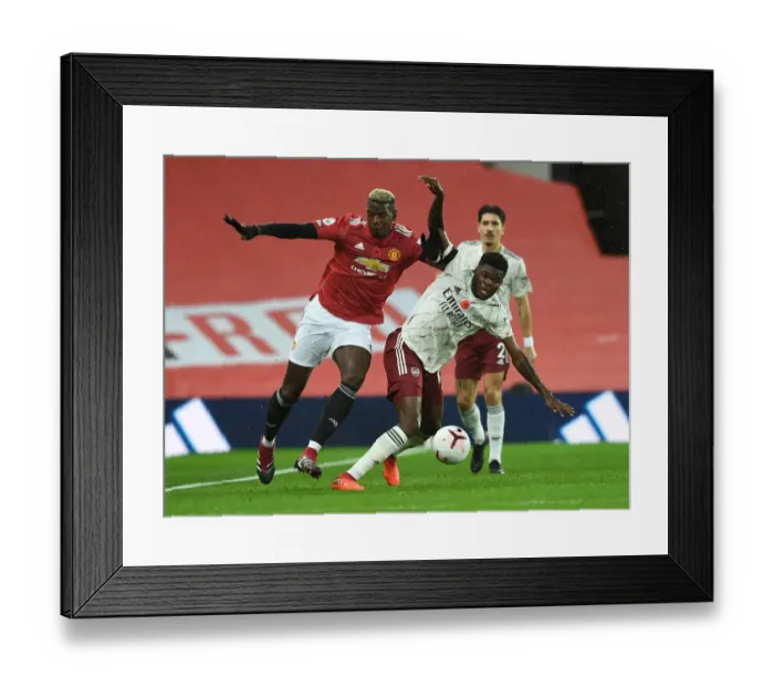 Framed Print : Partey vs. Pogba: A Premier League Showdown - Manchester United vs. Arsenal (2020-21)