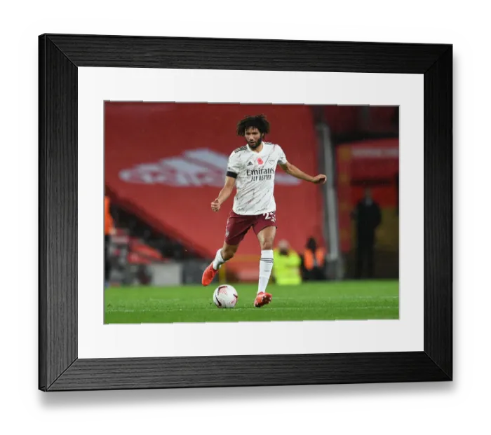Framed Print : Manchester United vs Arsenal: Elneny at Empty Old Trafford - Premier League 2020-21