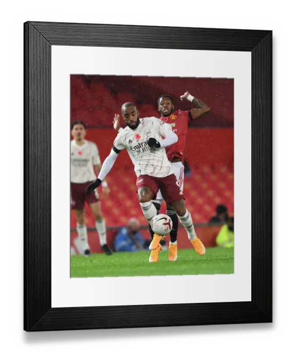 Framed Print : Manchester United vs. Arsenal: Lacazette vs. Fred in Empty Old Trafford - Premier League 2020-21