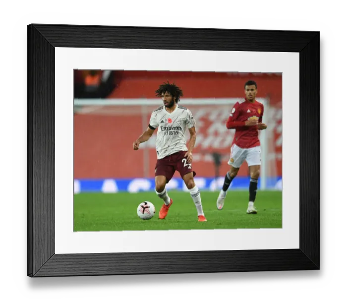 Framed Print : Manchester United vs Arsenal: Elneny in Action at Empty Old Trafford (2020-21 Premier League)