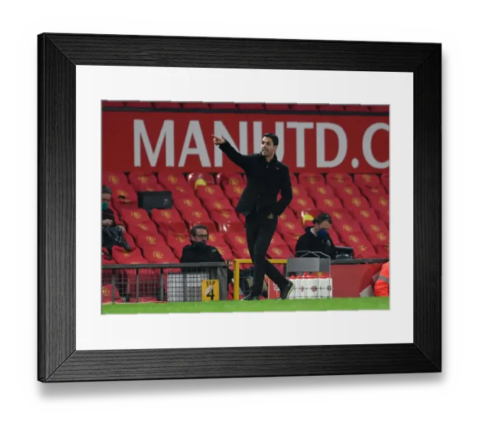 Framed Print : Arsenal's Mikel Arteta at Old Trafford: Manchester United vs Arsenal, 2020-21 Premier League
