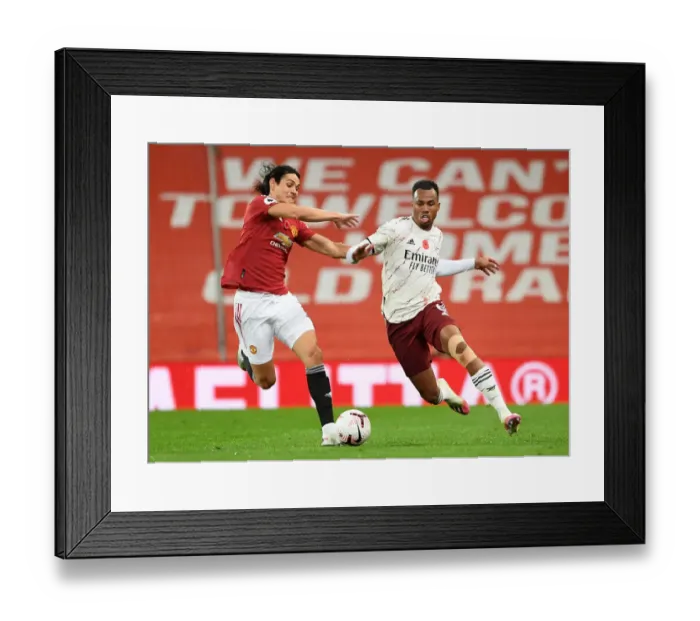 Framed Print : Magalhaes vs. Cavani: A Battle at Old Trafford - Arsenal vs. Manchester United, 2020-21: A Rivalry Renewed Amidst Pandemic Restrictions