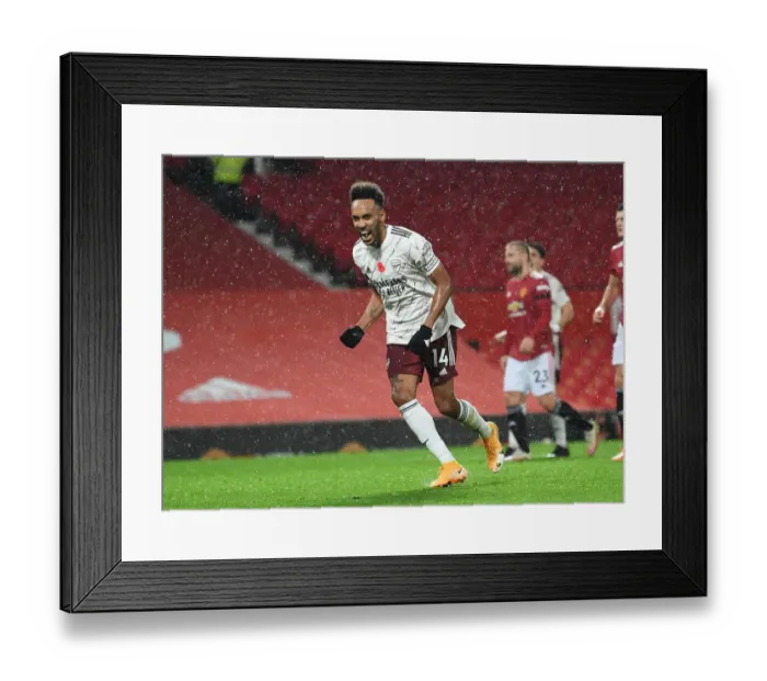 Framed Print : Aubameyang Scores Penalty at Empty Old Trafford: Manchester United vs. Arsenal, 2020-21 Premier League Framed Print : Aubameyang Scores Penalty at Empty Old Trafford: Manchester United vs. Arsenal, 2020-21 Premier League