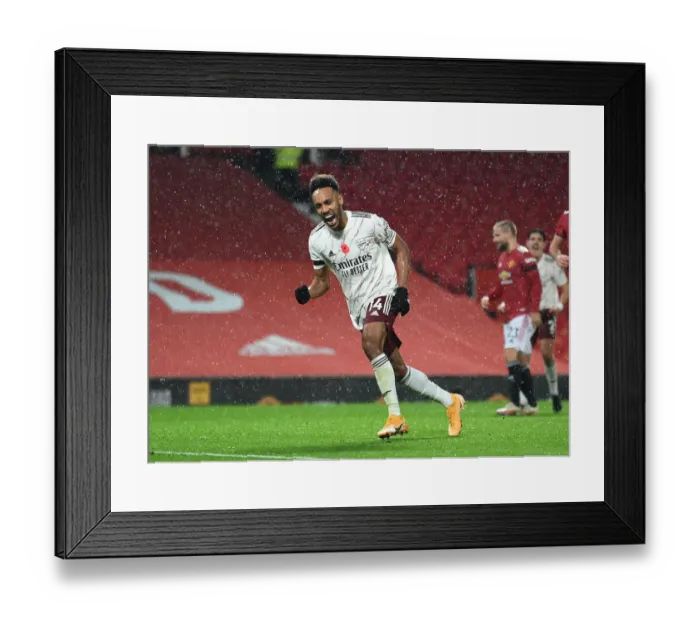 Framed Print : Behind Closed Doors: Aubameyang Scores Penalty for Arsenal vs Manchester United, 2020-21 Framed Print : Behind Closed Doors: Aubameyang Scores Penalty for Arsenal vs Manchester United, 2020-21