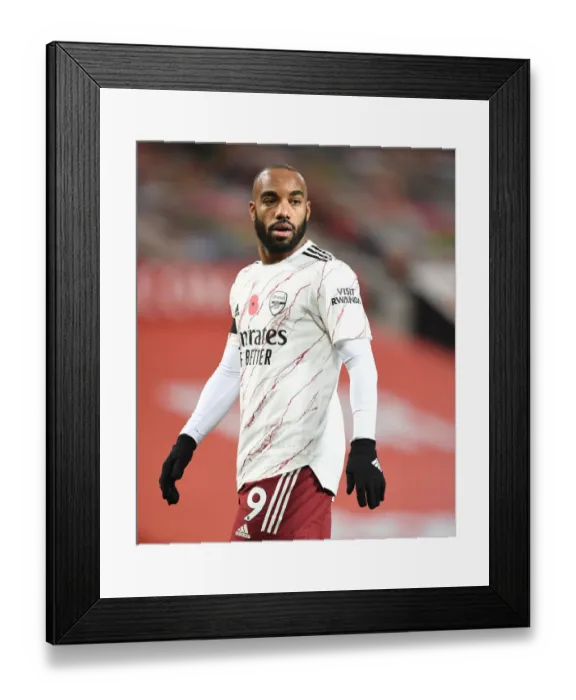 Framed Print : Alexis Lacazette at Old Trafford: 2020-21 Premier League Match Amidst Coronavirus Restrictions (Manchester United vs Arsenal)