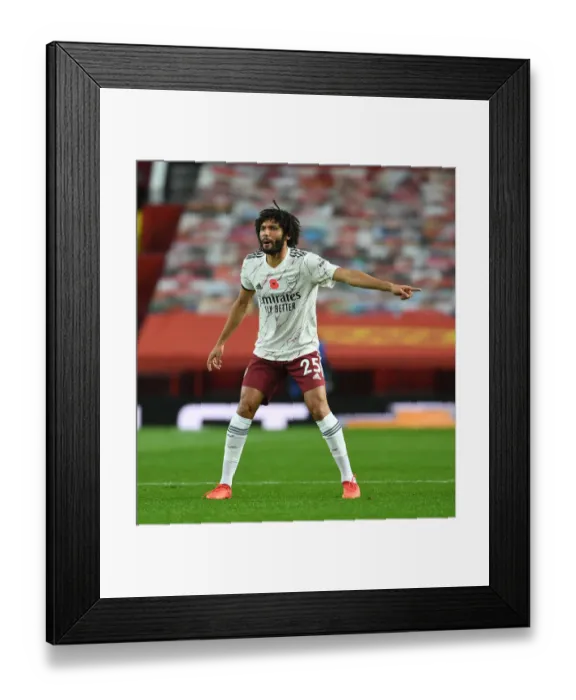 Framed Print : Arsenal's Mo Elneny at Empty Old Trafford: 2020-21 Premier League Clash Against Manchester United