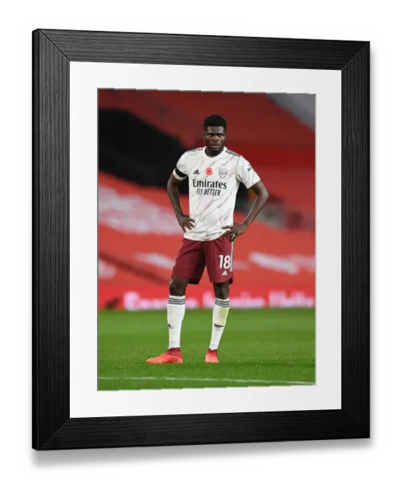 Framed Print : Thomas Partey in Action: Arsenal vs Manchester United, 2020-21 Premier League (Behind Closed Doors)
