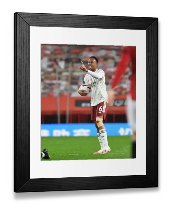 Framed Print : Gabriel Faces Manchester United: Arsenal vs. Manchester United, Premier League 2020-21 (Behind Closed Doors)