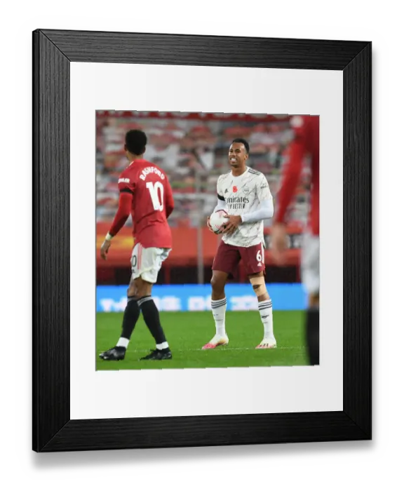 Framed Print : Arsenal's Gabriel Faces Manchester United: 2020-21 Premier League (Behind Closed Doors) Framed Print : Arsenal's Gabriel Faces Manchester United: 2020-21 Premier League (Behind Closed Doors)