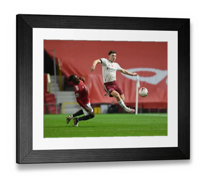 Framed Print : Tierney vs Wan-Bissaka: The Empty Old Trafford Battle (2020-21)
