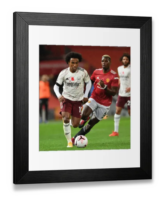 Framed Print : Willian Breaks Past Pogba: Manchester United vs. Arsenal, Premier League 2020-21