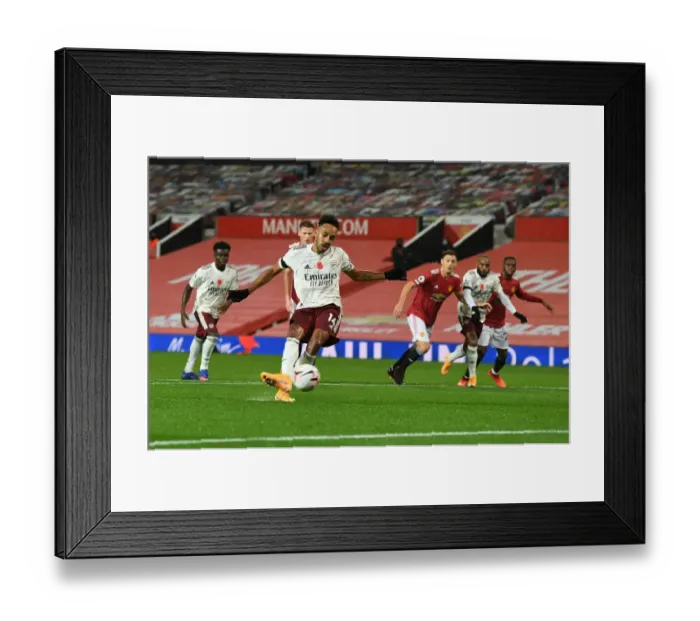 Framed Print : Aubameyang Scores Penalty: Manchester United vs. Arsenal, 2020-21 Season (Behind Closed Doors) Framed Print : Aubameyang Scores Penalty: Manchester United vs. Arsenal, 2020-21 Season (Behind Closed Doors)