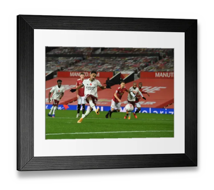 Framed Print : Behind Closed Doors: Aubameyang Scores for Arsenal vs Manchester United, 2020-21