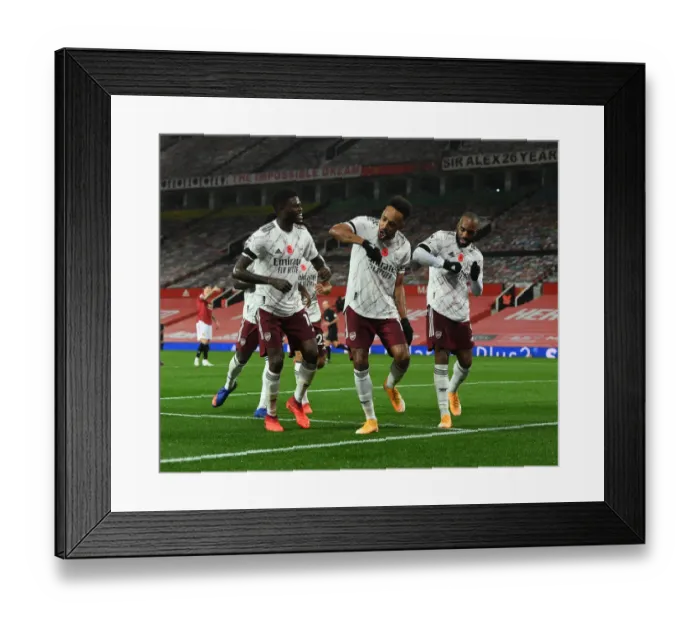Framed Print : Triumphant Trio: Aubameyang, Partey, and Lacazette Celebrate Goal at Empty Old Trafford (Manchester United vs Arsenal, 2020-21) Framed Print : Triumphant Trio: Aubameyang, Partey, and Lacazette Celebrate Goal at Empty Old Trafford (Manchester United vs Arsenal, 2020-21)